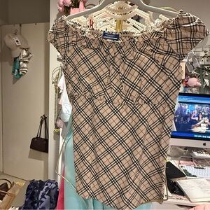 Burberry Checkered Beige and Black Blouse
